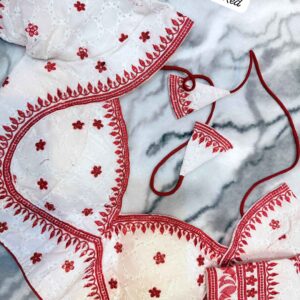 Durga Puja Special White and Red Dress |b47