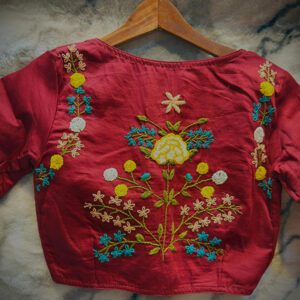 Cotton Glass Sleeves Handwork Blouse | b36