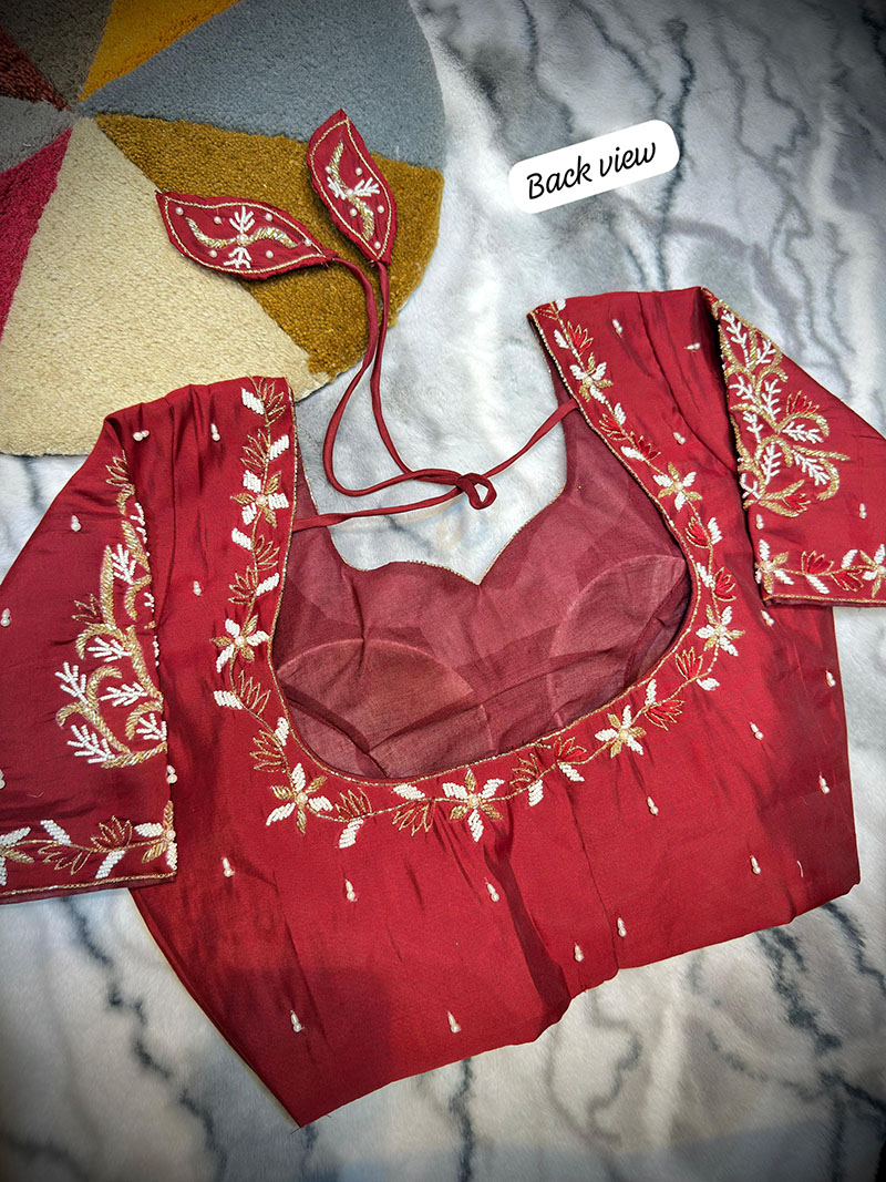 Elegant Handcrafted Silk Blouse | b35 - Image 2