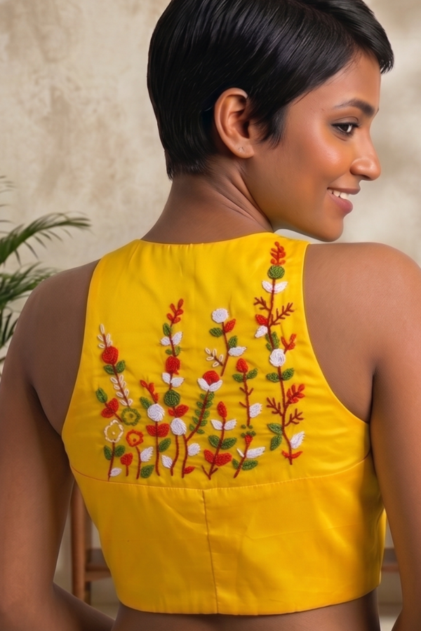Chic Sleeveless Katha Blouse